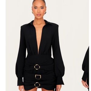 Pretty little thing Elegant Black Deep V-Neck Dress